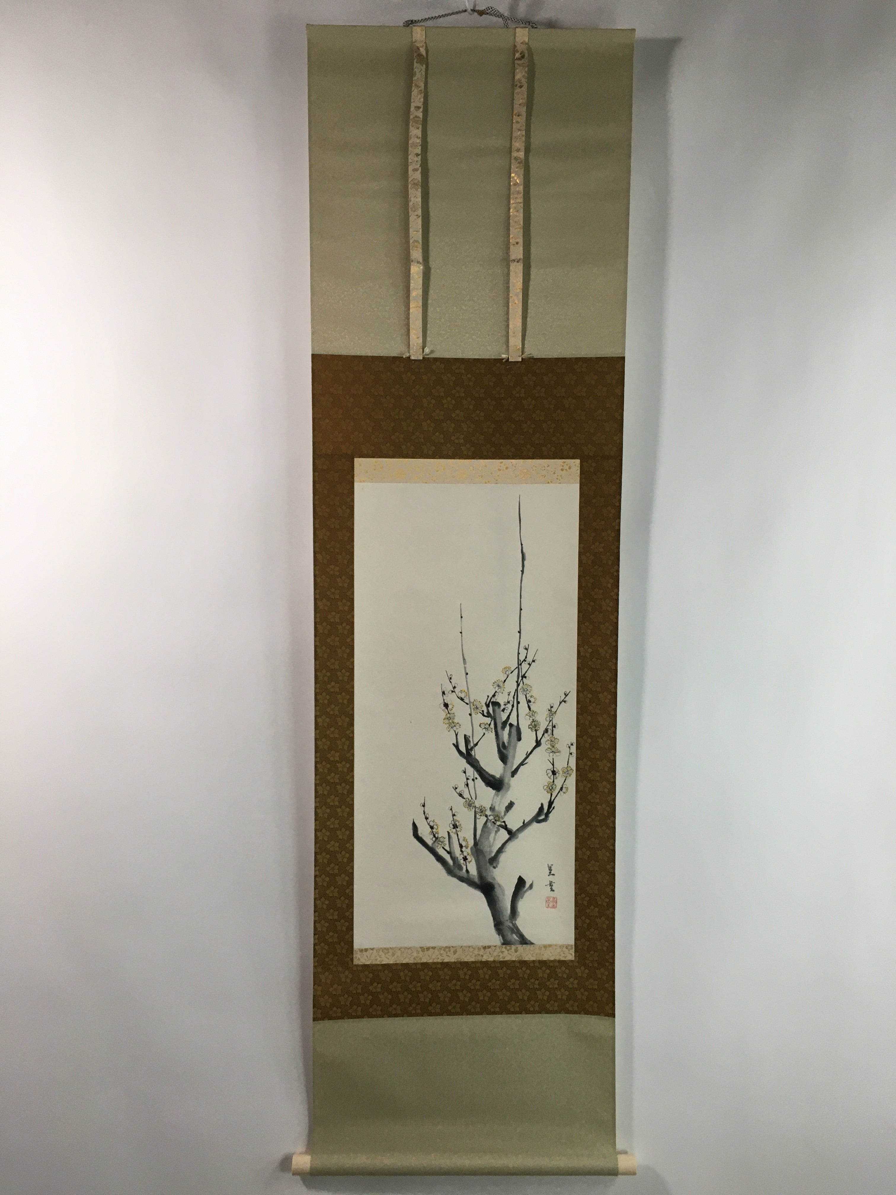Japanese Hanging Scroll Vtg Kakejiku Kakemono Plum Blossom SC712