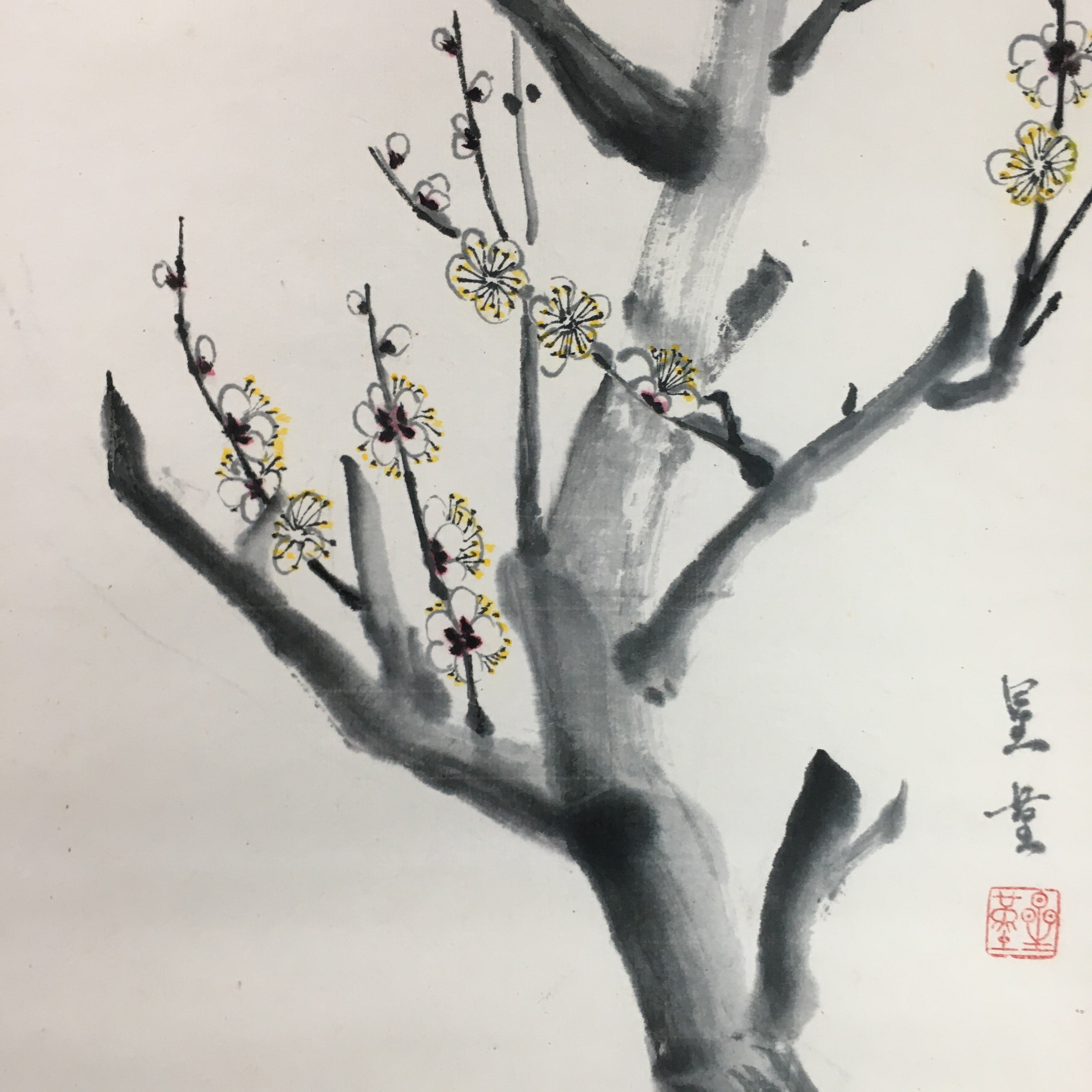 Japanese Hanging Scroll Vtg Kakejiku Kakemono Plum Blossom SC712