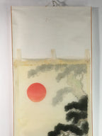 Japanese Hanging Scroll Vtg Kakejiku Kakemono Rabbit Pine Tree Sun SC752