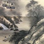 Japanese Hanging Scroll Vtg Kakejiku Kakemono Sansui Mountain River Stream SC710