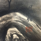 Japanese Hanging Scroll Vtg Kakejiku Kakemono Sansui Mountain River Stream SC710