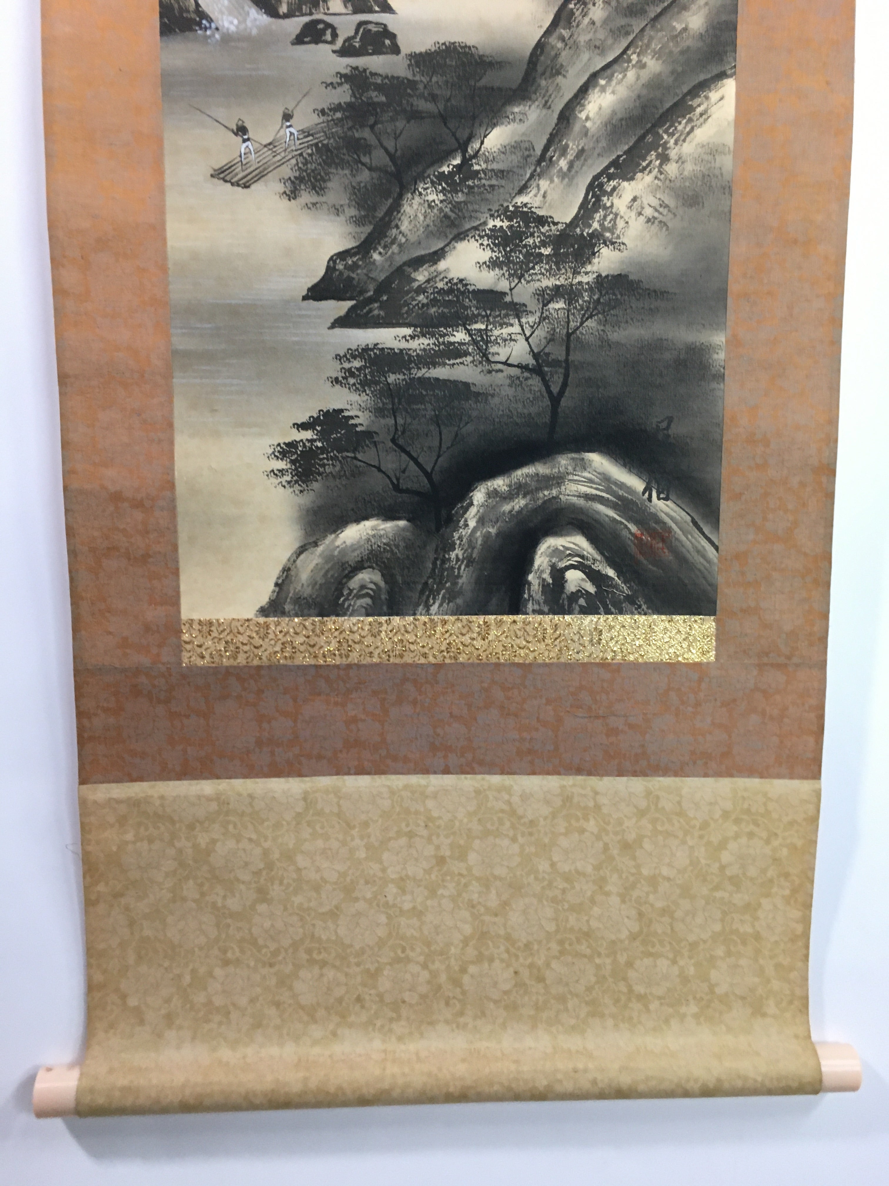 Japanese Hanging Scroll Vtg Kakejiku Kakemono Sansui Mountain