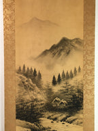 Japanese Hanging Scroll Vtg Kakejiku Kakemono Sansui Mountain Trees Valley SC724