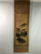 Japanese Hanging Scroll Vtg Kakejiku Kakemono Sansui Mountain Trees Valley SC724