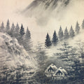 Japanese Hanging Scroll Vtg Kakejiku Kakemono Sansui Mountain Trees Valley SC724