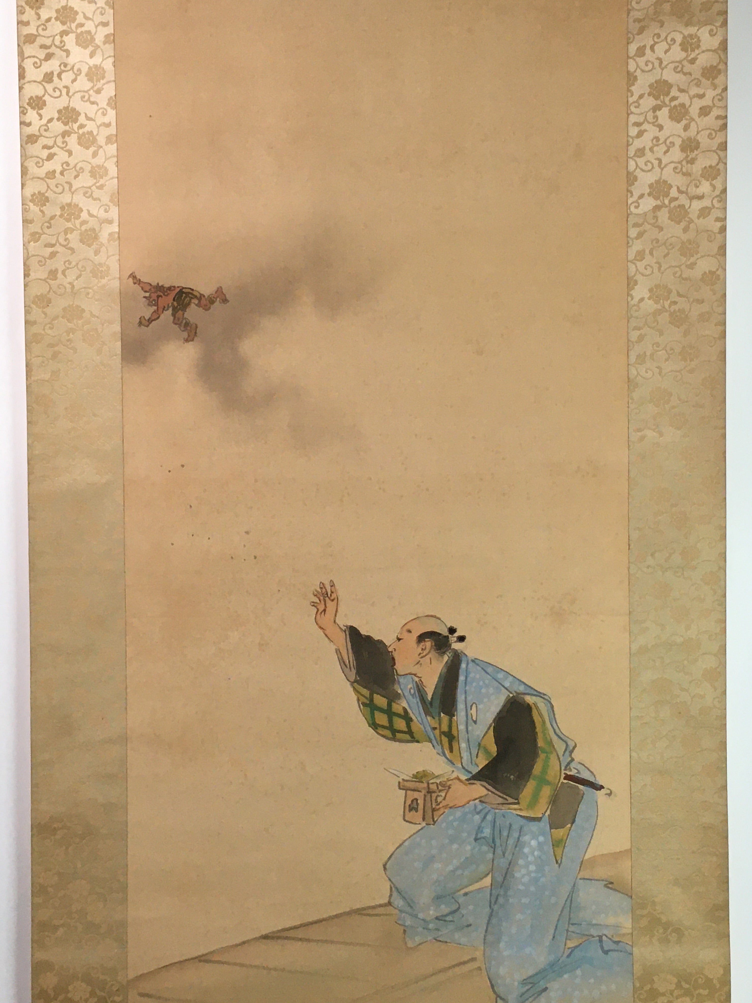Japanese Hanging Scroll Vtg Kakejiku Kakemono Sestubun Demon SC727