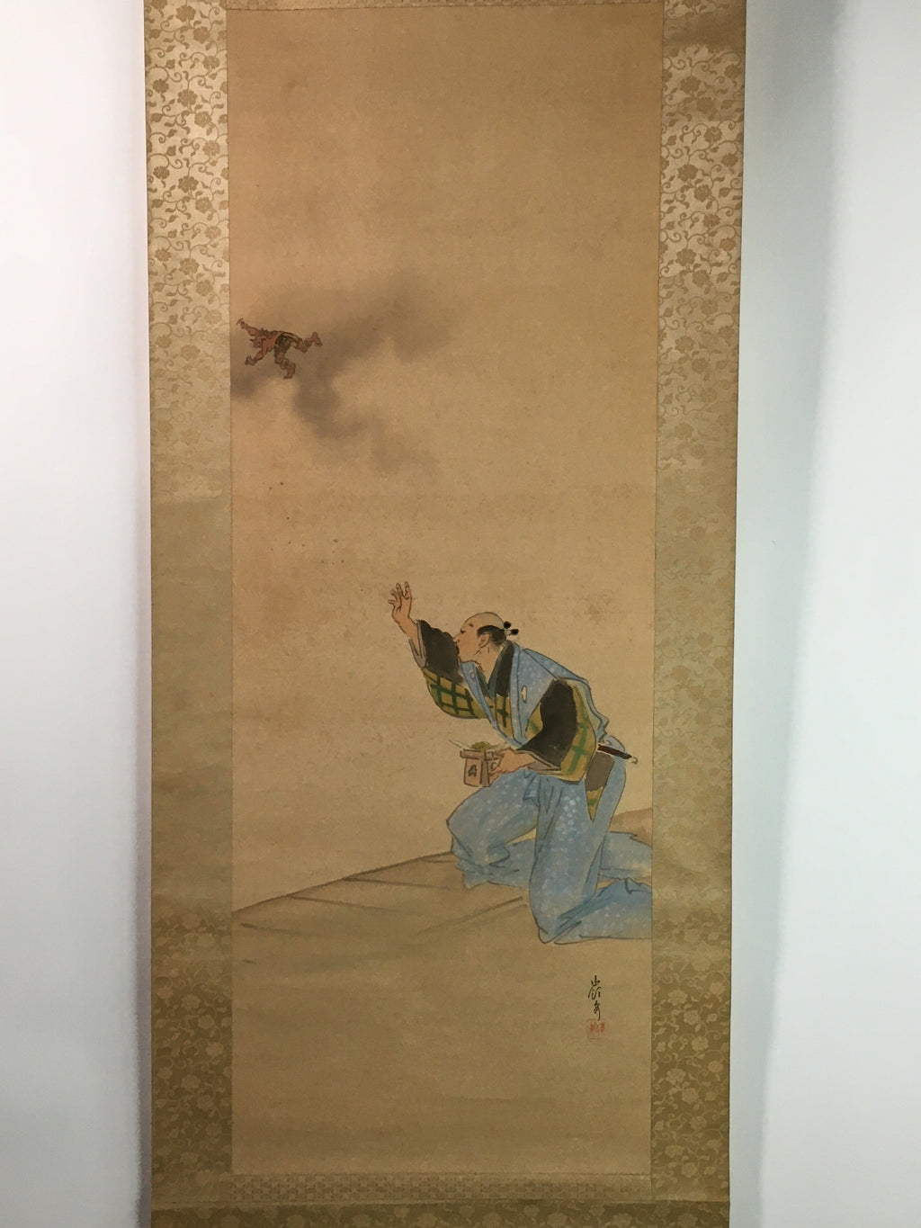Japanese Hanging Scroll Vtg Kakejiku Kakemono Sestubun Demon SC727