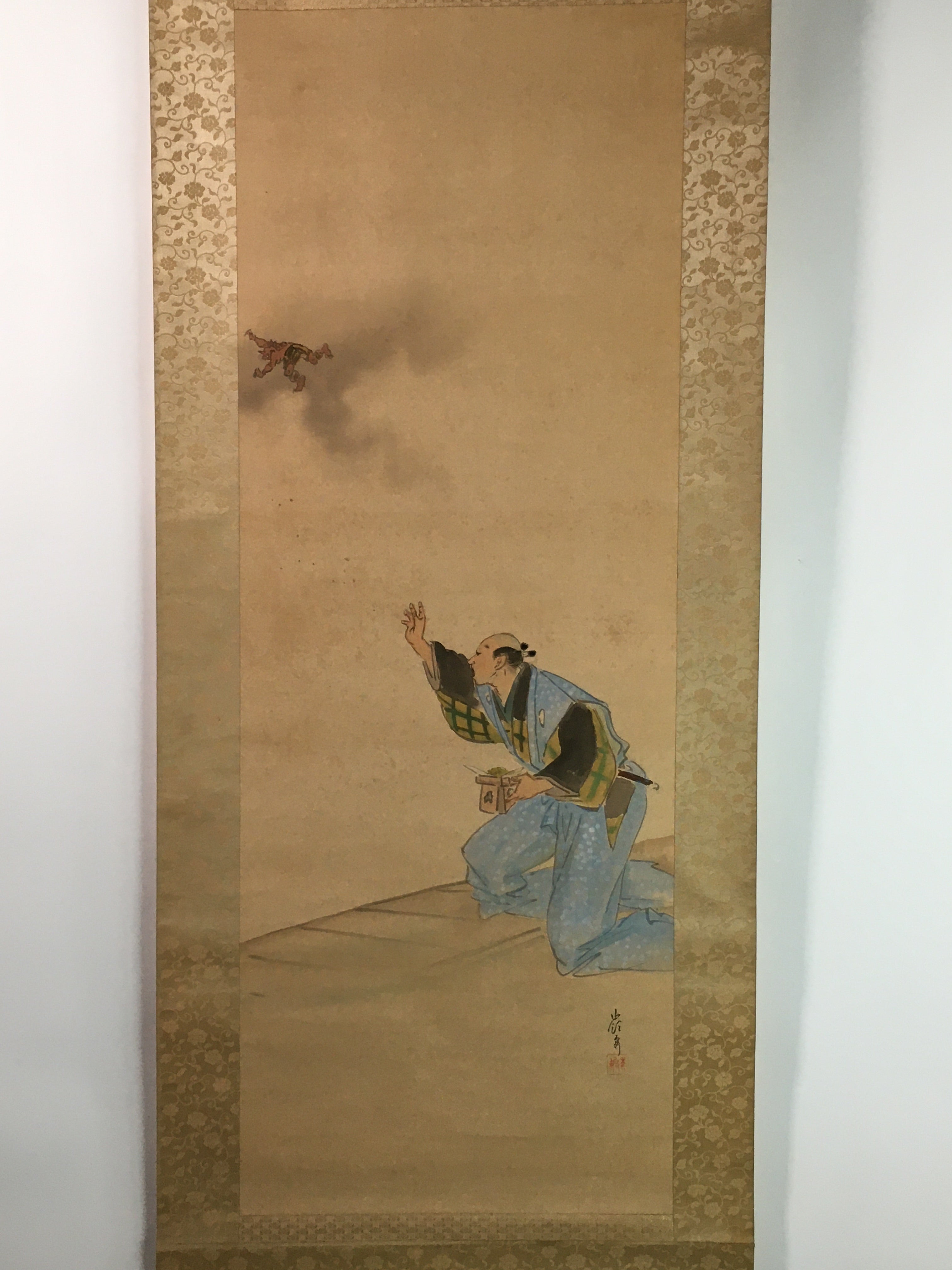 Japanese Hanging Scroll Vtg Kakejiku Kakemono Sestubun Demon SC727