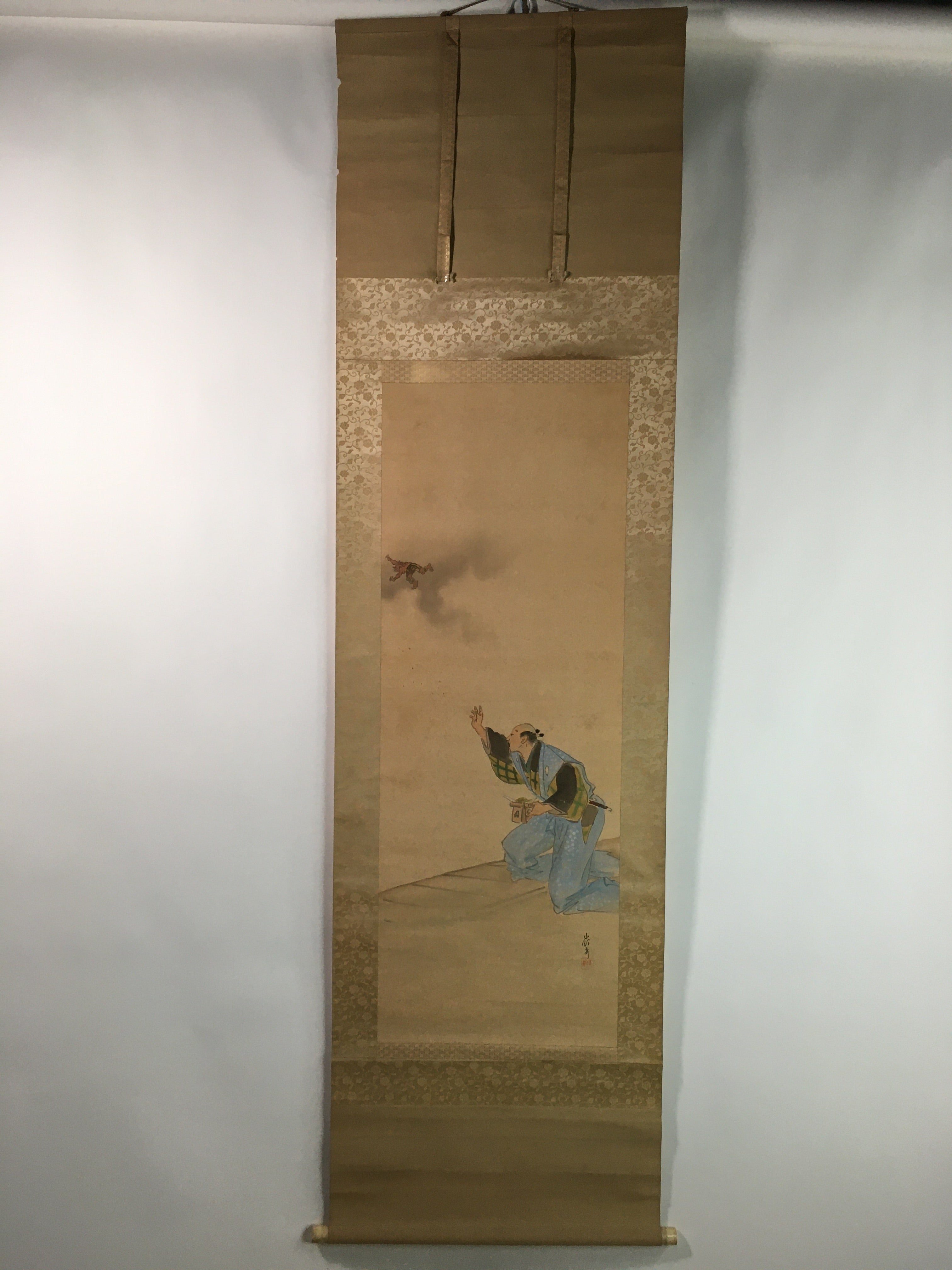 Japanese Hanging Scroll Vtg Kakejiku Kakemono Sestubun Demon SC727