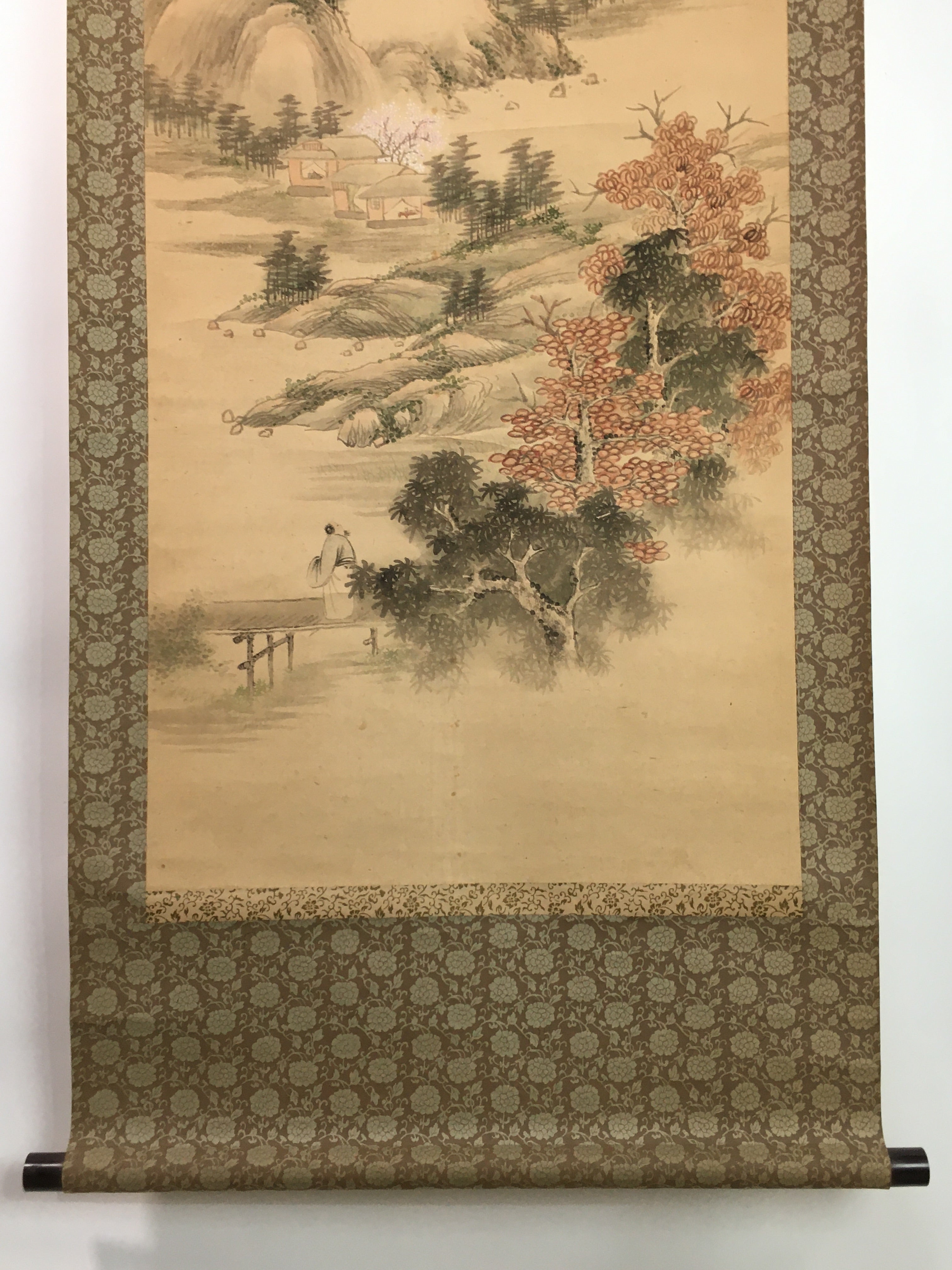 Japanese Hanging Scroll Vtg Kakejiku Kakemono Spring Mountain SC750