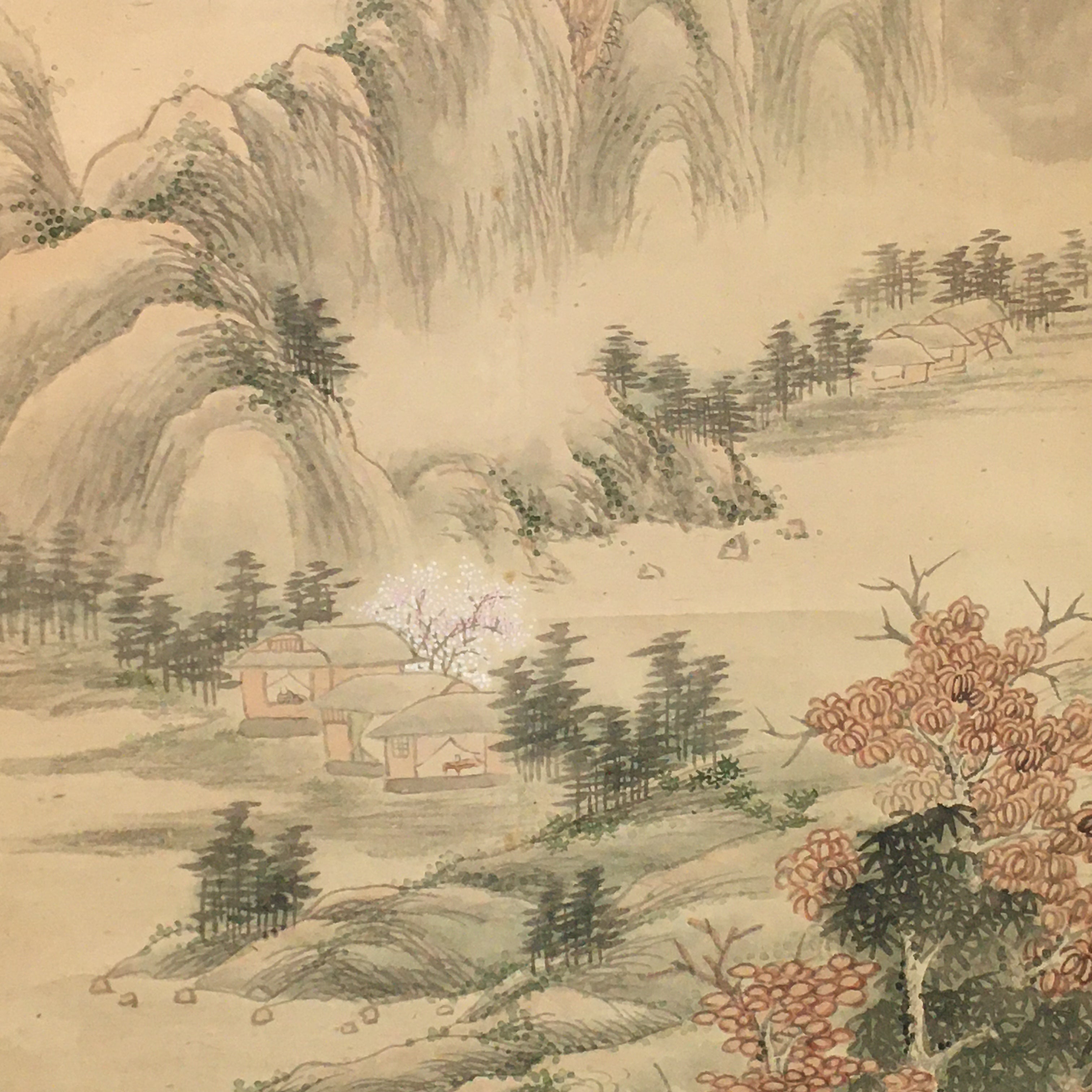 Japanese Hanging Scroll Vtg Kakejiku Kakemono Spring Mountain SC750