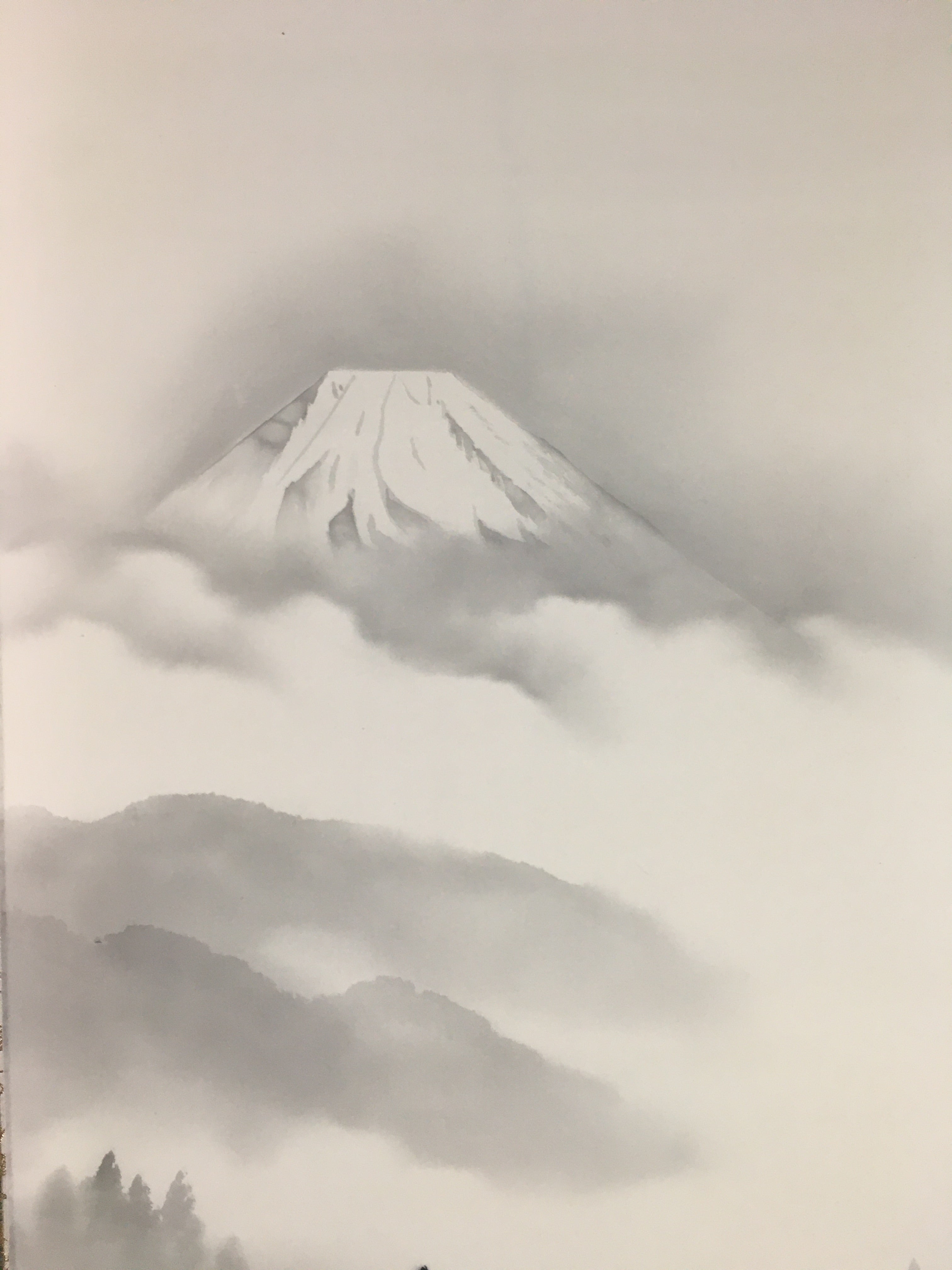 Japanese Hanging Scroll Vtg Kakejiku Kakemono Suiboku-Gan Mountains SC732