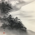 Japanese Hanging Scroll Vtg Kakejiku Kakemono Suiboku-Gan Mountains SC732