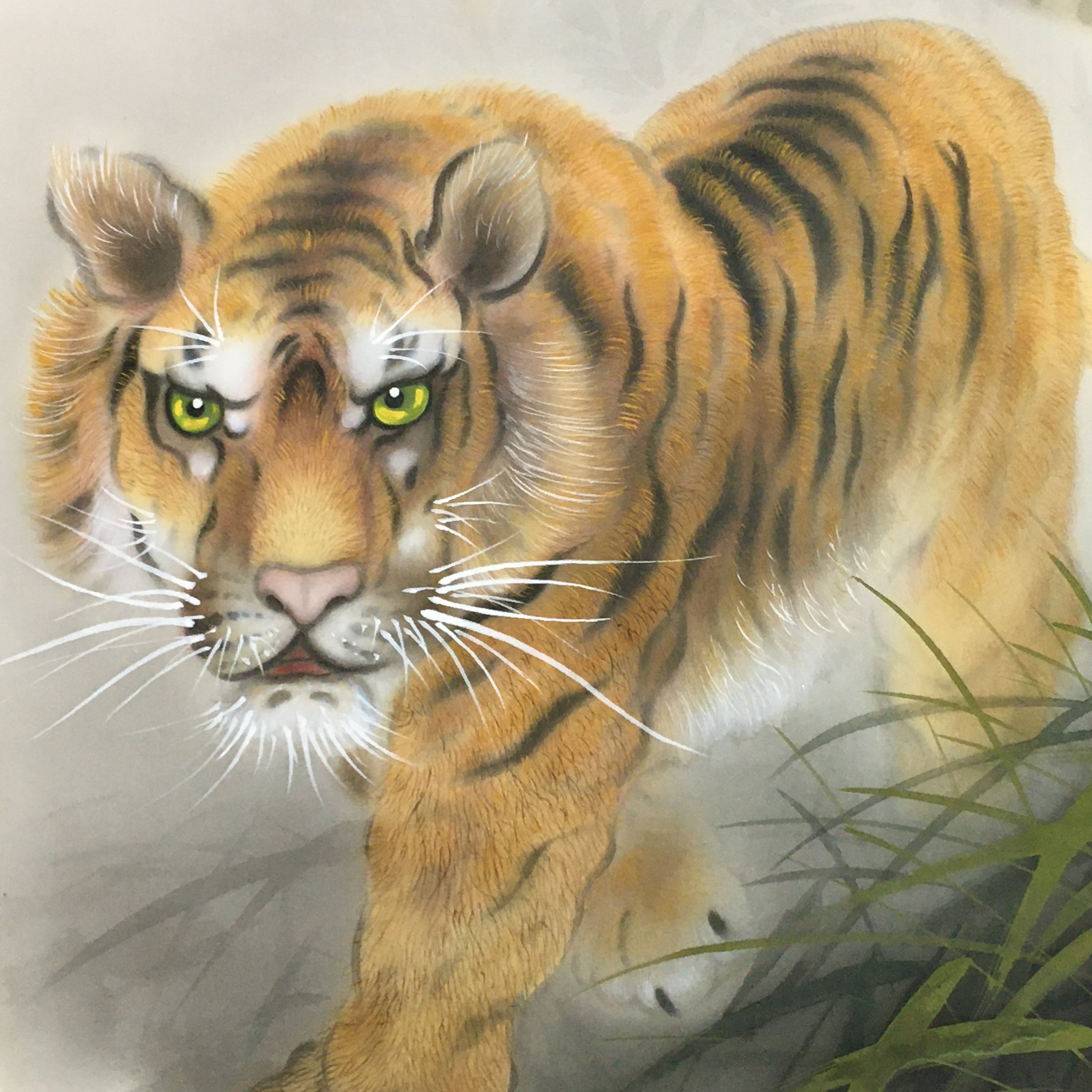 Japanese Hanging Scroll Vtg Kakejiku Kakemono Tiger Painting SC753
