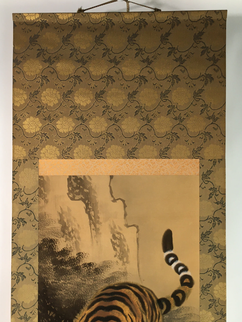Japanese Hanging Scroll Vtg Kakejiku Kakemono Tiger Painting Zodiac Animal SC728