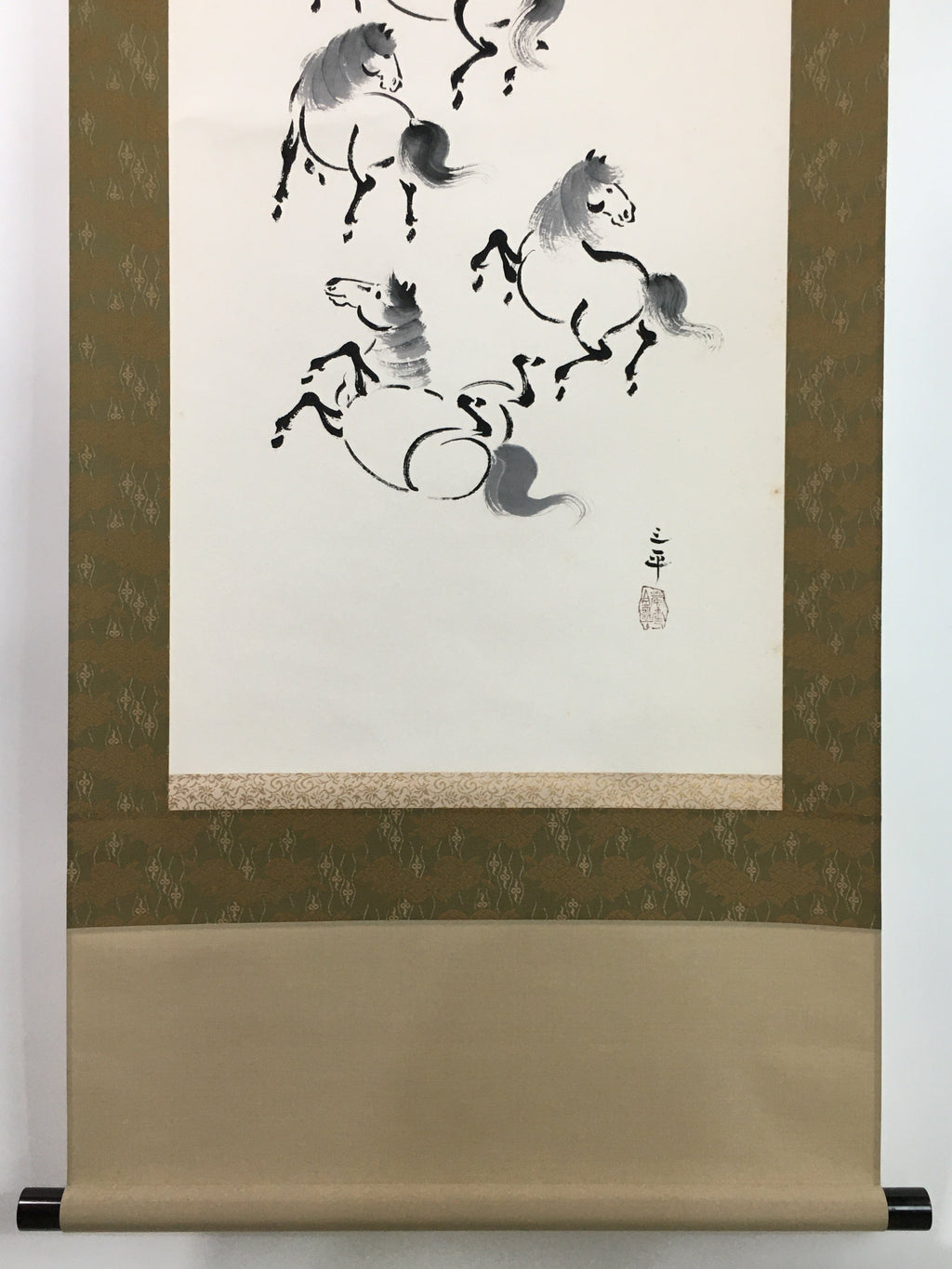 Japanese Hanging Scroll Vtg Kakejiku Kakemono Zodiac Horse SC736