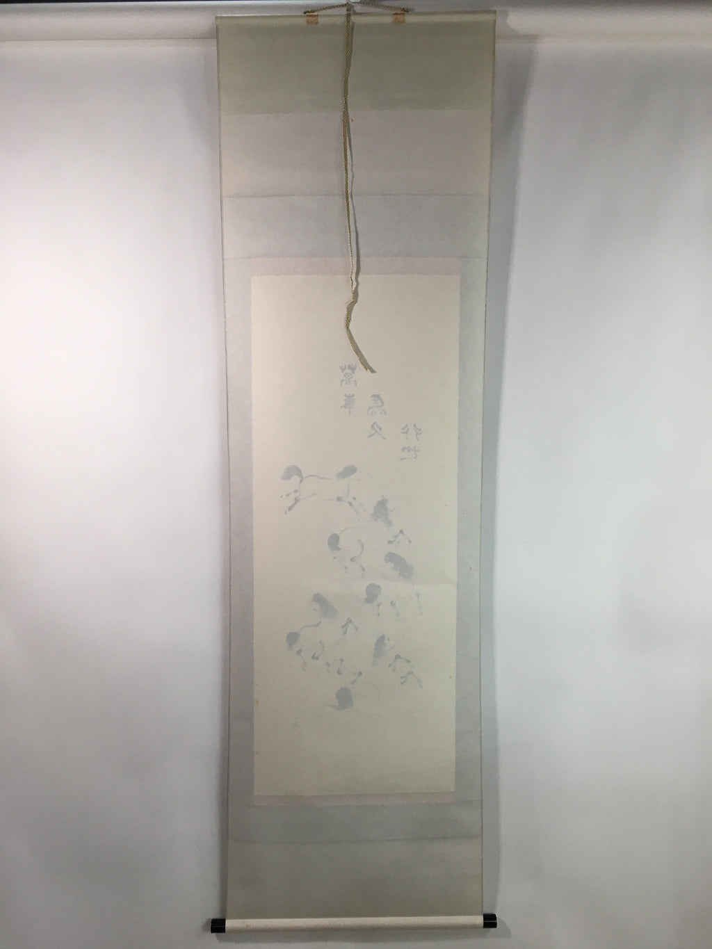 Japanese Hanging Scroll Vtg Kakejiku Kakemono Zodiac Horse SC736