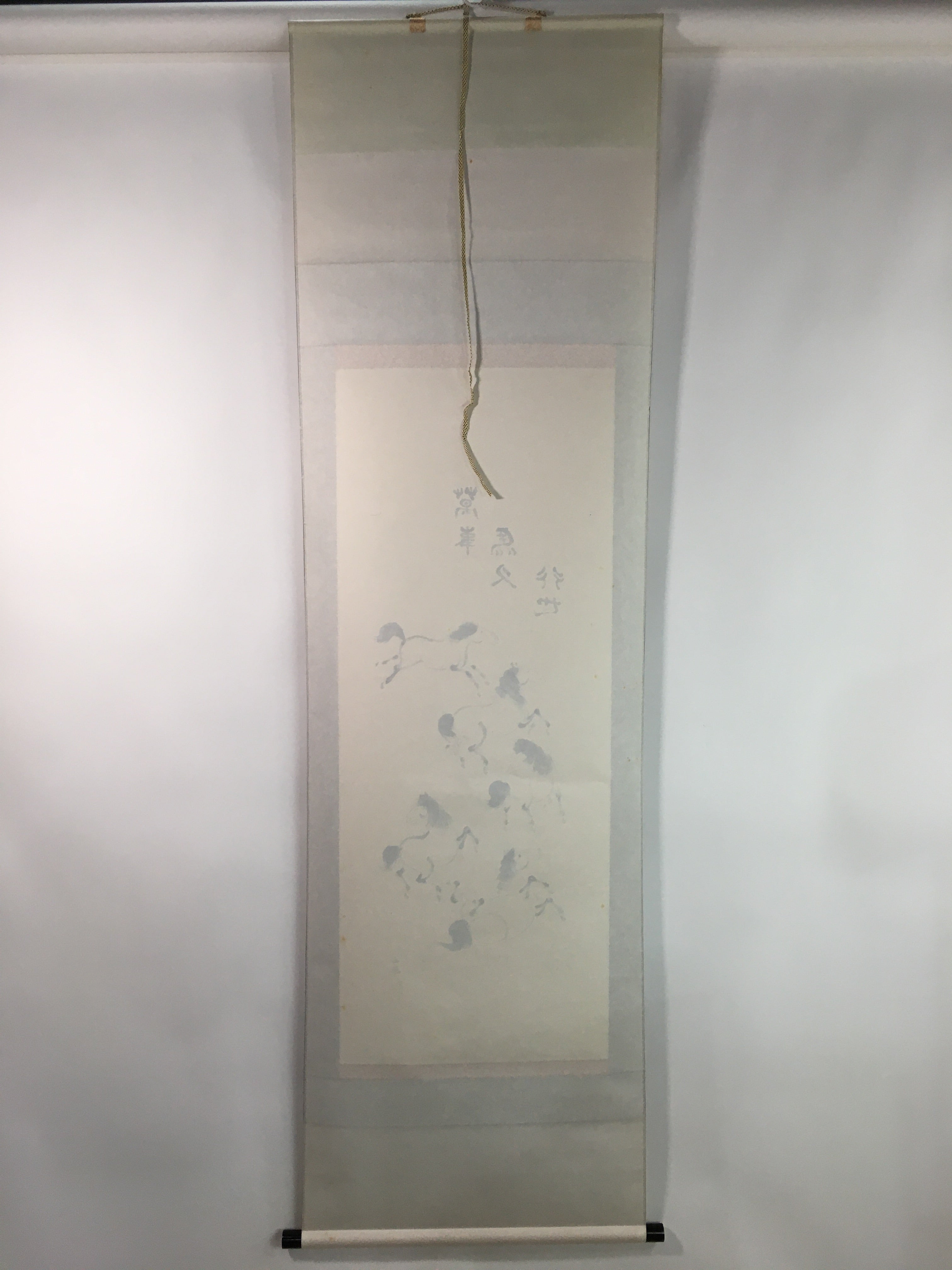 Japanese Hanging Scroll Vtg Kakejiku Kakemono Zodiac Horse SC736