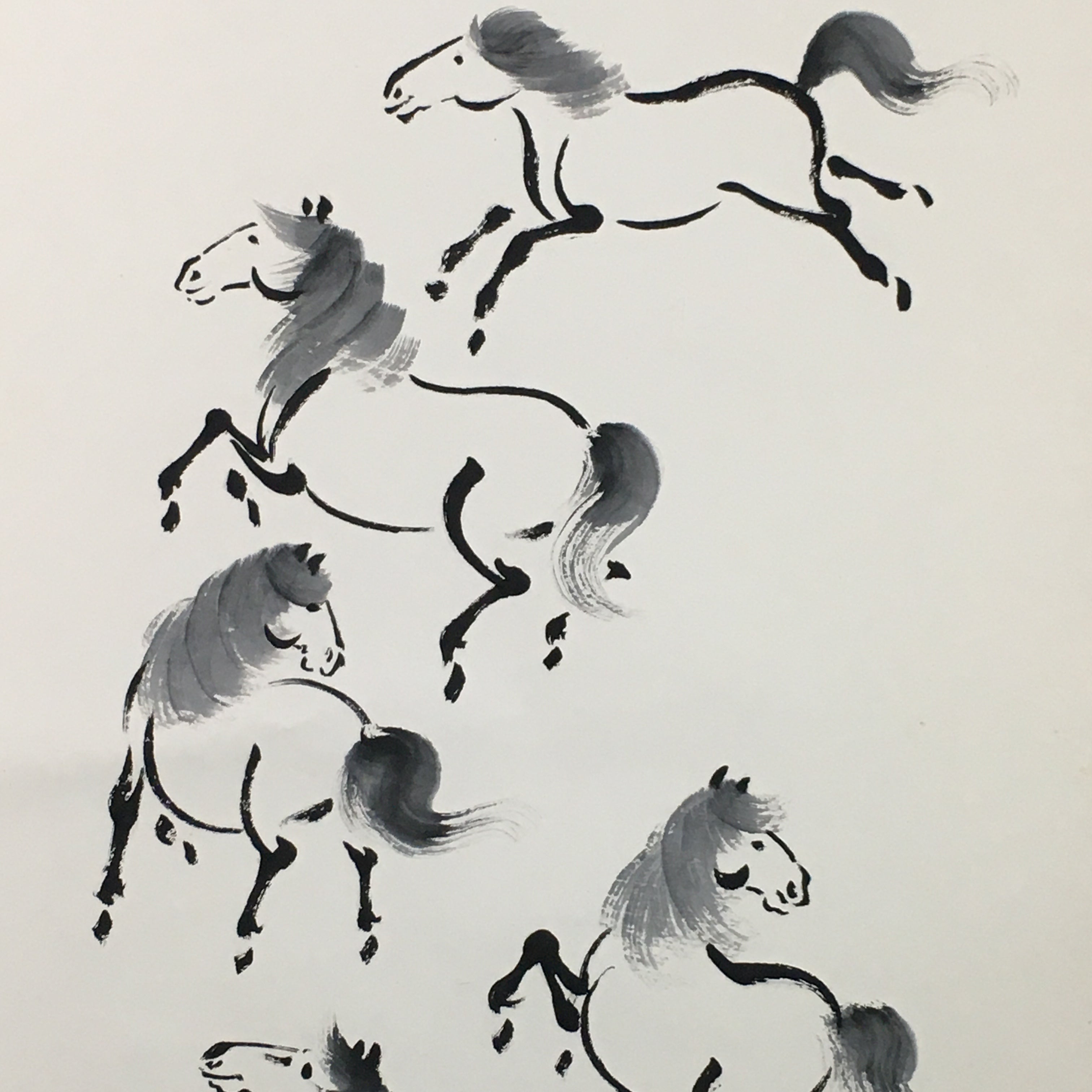Japanese Hanging Scroll Vtg Kakejiku Kakemono Zodiac Horse SC736