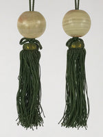 Japanese Hanging Scroll Weights Vtg Fuchin Agate Stone Green Tassel FC305