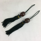 Japanese Hanging Scroll Weights Vtg Fuchin Brown Metal Green Tassel FC278