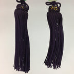 Japanese Hanging Scroll Weights Vtg Fuchin Marble Glass Purple Tassel FC251