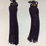 Japanese Hanging Scroll Weights Vtg Fuchin Marble Glass Purple Tassel FC251