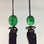 Japanese Hanging Scroll Weights Vtg Fuchin Marble Glass Purple Tassel FC251