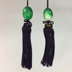 Japanese Hanging Scroll Weights Vtg Fuchin Marble Glass Purple Tassel FC251