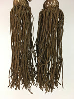 Japanese Hanging Scroll Weights Vtg Fuchin Marble Stone Brown Tassel FC207