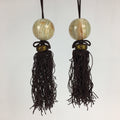 Japanese Hanging Scroll Weights Vtg Fuchin Marble Stone Brown Tassel FC291