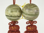 Japanese Hanging Scroll Weights Vtg Fuchin Marble Stone Brown Tassel FC311
