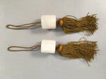 Japanese Hanging Scroll Weights Vtg Fuchin Marble Stone Gold Tassel FC264