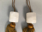 Japanese Hanging Scroll Weights Vtg Fuchin Marble Stone Gold Tassel FC264