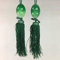 Japanese Hanging Scroll Weights Vtg Fuchin Marble Stone Green Tassel FC191