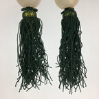 Japanese Hanging Scroll Weights Vtg Fuchin Marble Stone Green Tassel FC290