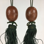 Japanese Hanging Scroll Weights Vtg Fuchin Marble Stone Green Tassel FC292