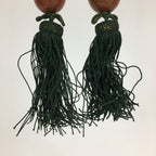 Japanese Hanging Scroll Weights Vtg Fuchin Marble Stone Green Tassel FC292