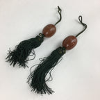 Japanese Hanging Scroll Weights Vtg Fuchin Marble Stone Green Tassel FC292