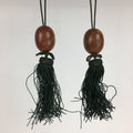 Japanese Hanging Scroll Weights Vtg Fuchin Marble Stone Green Tassel FC292