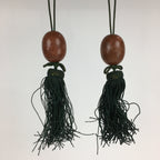 Japanese Hanging Scroll Weights Vtg Fuchin Marble Stone Green Tassel FC292