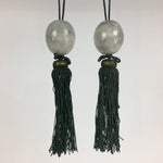 Japanese Hanging Scroll Weights Vtg Fuchin Marble Stone Green Tassel FC294