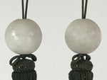 Japanese Hanging Scroll Weights Vtg Fuchin Marble Stone Green Tassel FC303