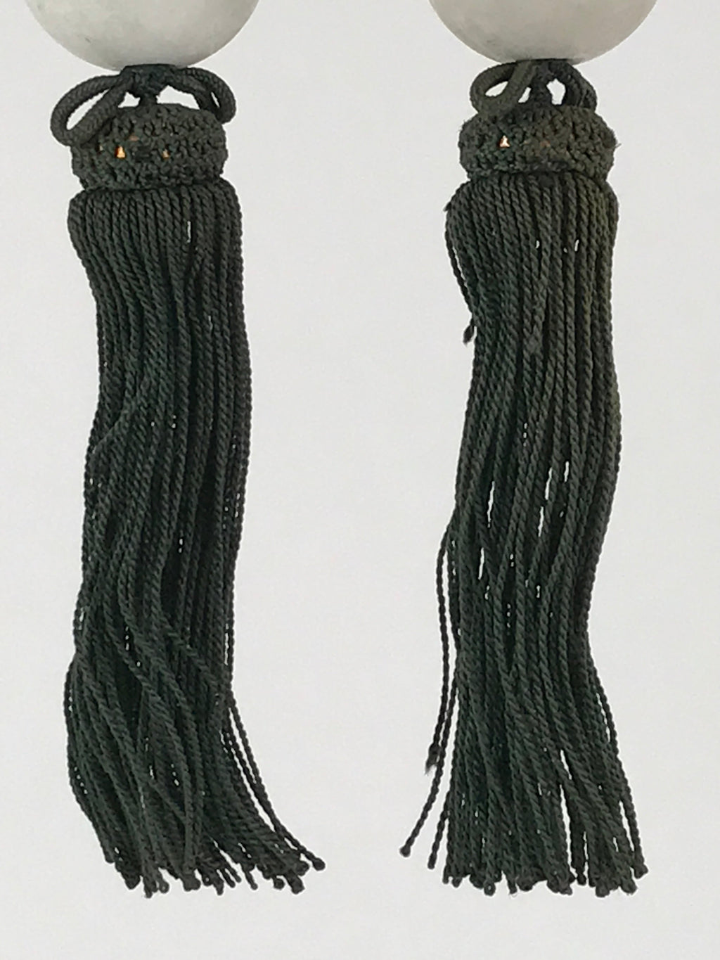 Japanese Hanging Scroll Weights Vtg Fuchin Marble Stone Green Tassel FC303