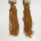 Japanese Hanging Scroll Weights Vtg Fuchin Marble Stone Orange Tassel FC272