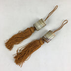 Japanese Hanging Scroll Weights Vtg Fuchin Marble Stone Orange Tassel FC272