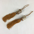 Japanese Hanging Scroll Weights Vtg Fuchin Marble Stone Orange Tassel FC272