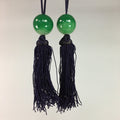 Japanese Hanging Scroll Weights Vtg Fuchin Marble Stone Purple Tassel FC183