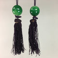 Japanese Hanging Scroll Weights Vtg Fuchin Marble Stone Purple Tassel FC189