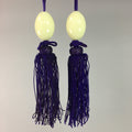 Japanese Hanging Scroll Weights Vtg Fuchin Marble Stone Purple Tassel FC206